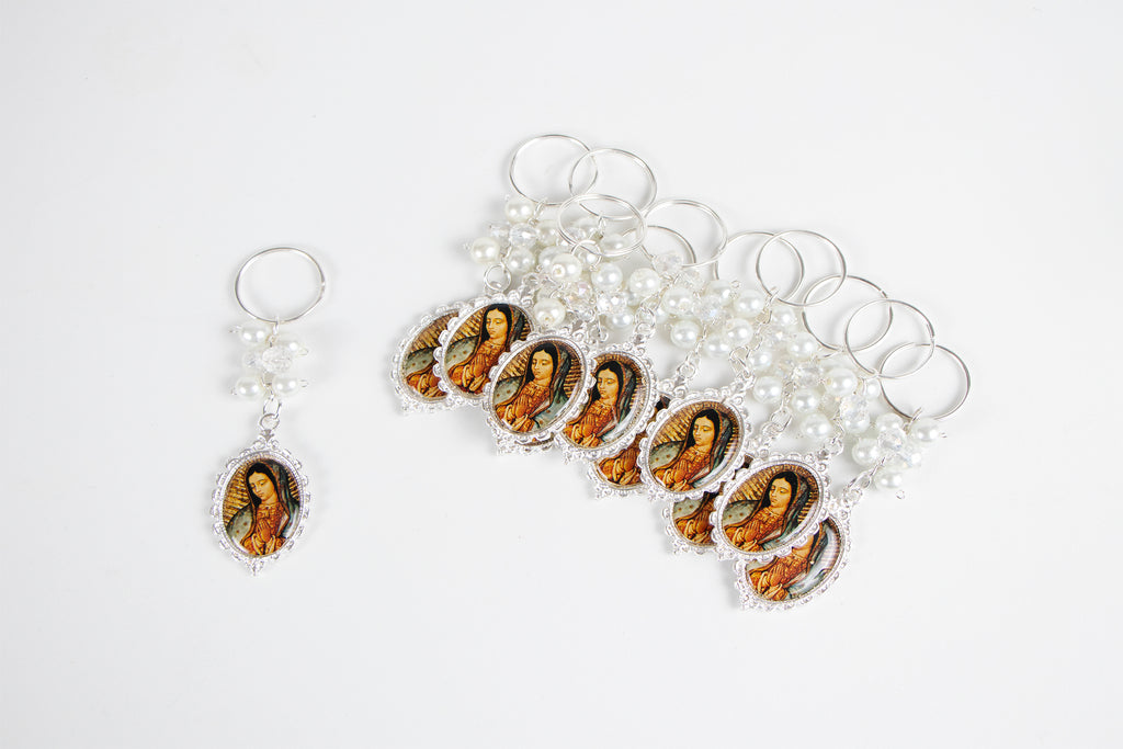 10 Llaveros Virgen Guadalupe Recuerdos de Bautizo y Regalos Primera Comunión Boda Baby Shower Invitados
