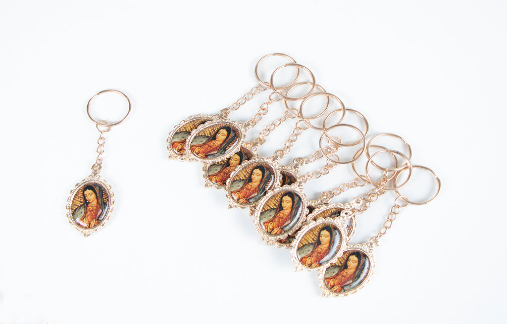 10 Llaveros Virgen Guadalupe Recuerdos de Bautizo y Regalos Primera Comunión Boda Baby Shower Invitados