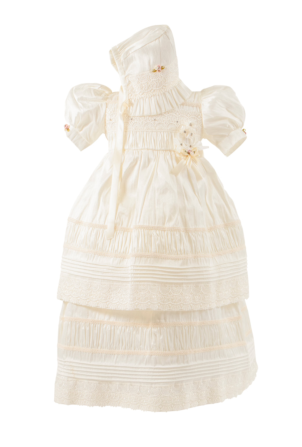 Ropon y Vestido de Bautizo Desmontable para niña