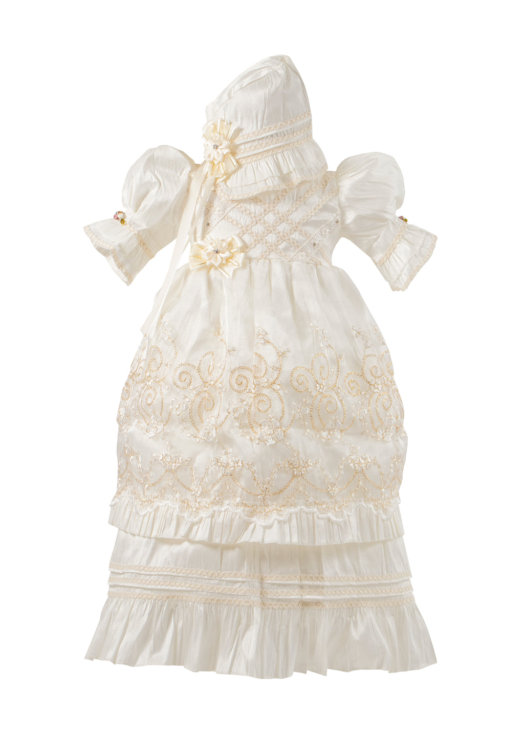 Ropon y Vestido de Bautizo Desmontable para niña