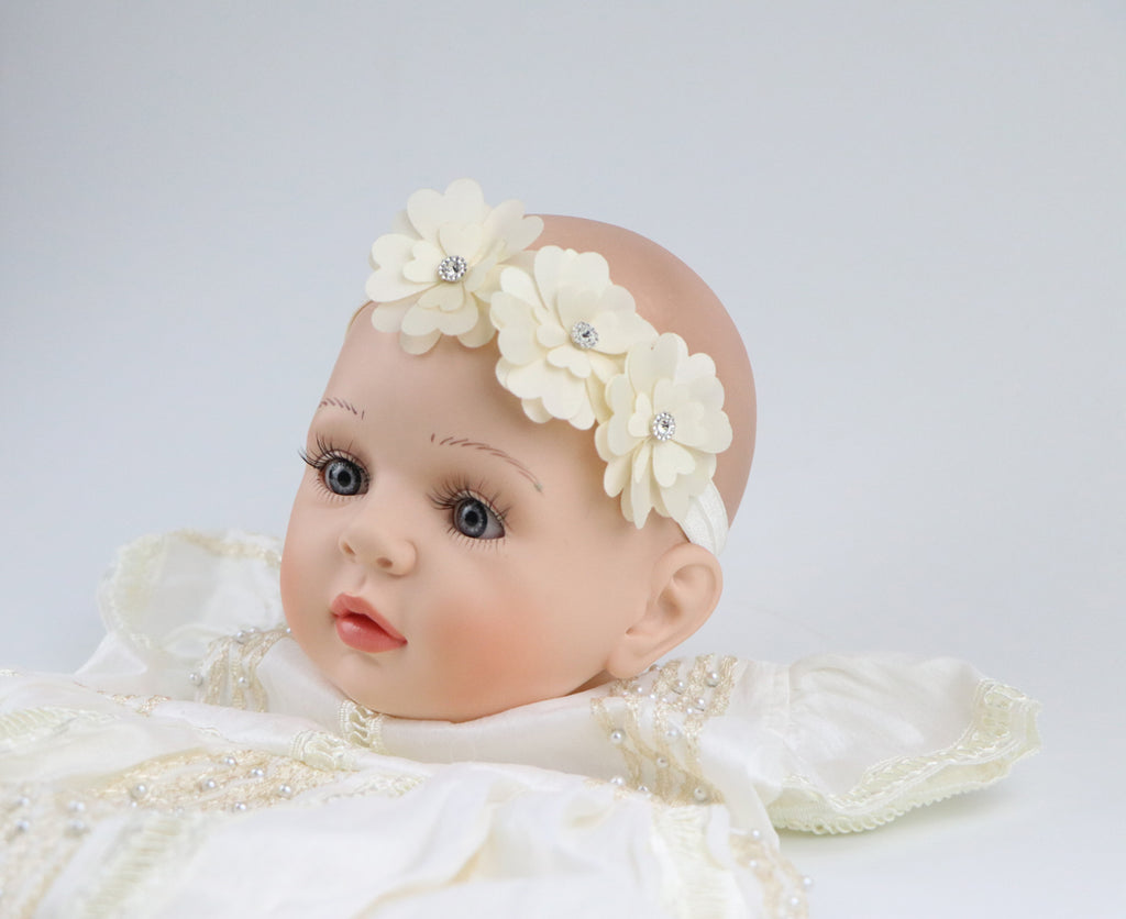 Tiara Diadema Elegante para Bebé Niña de Flores para Bautizo